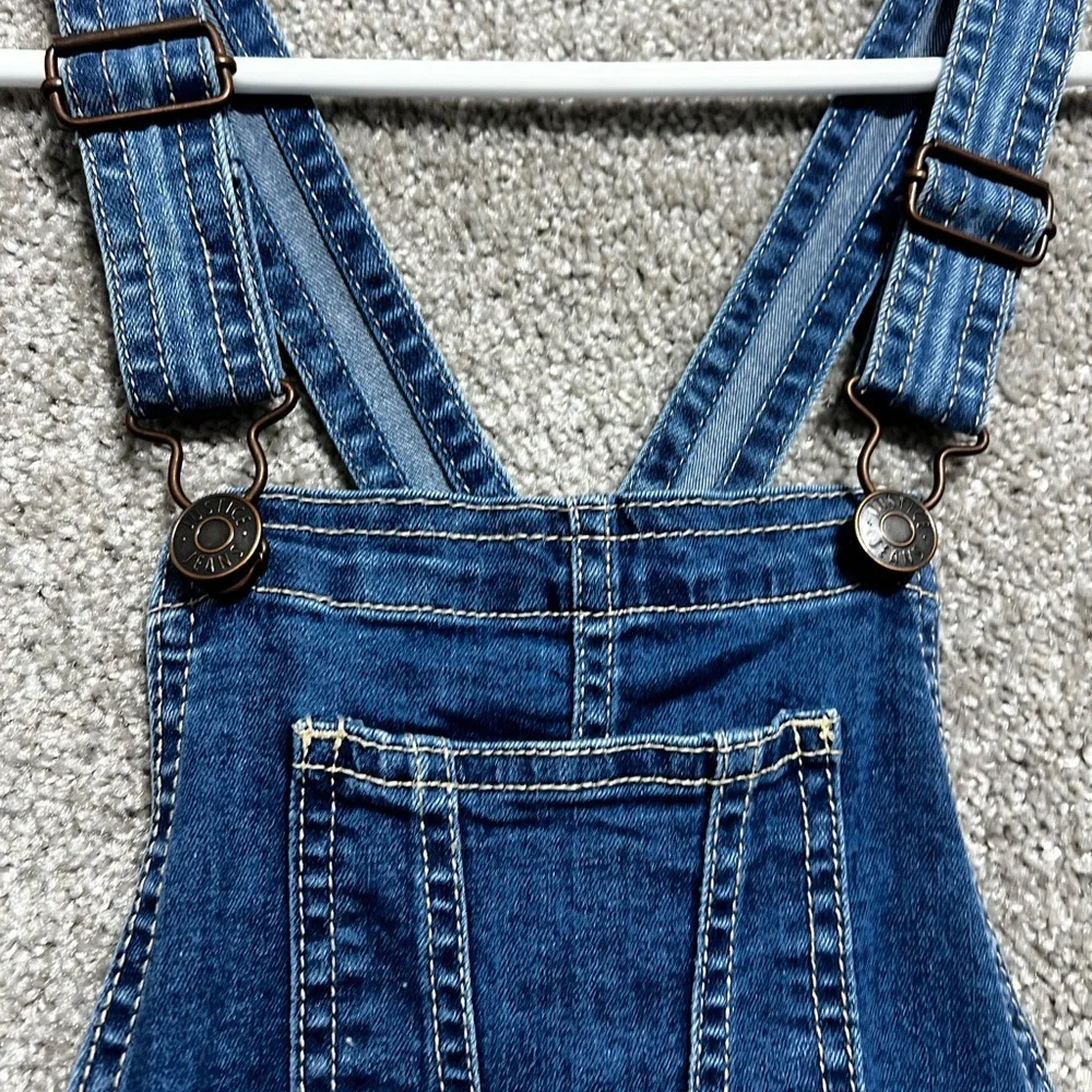 Justice Girls Denim Jean Overalls Shortalls Size 8